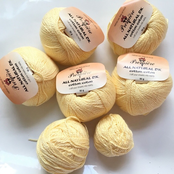Premiere All Natural D.K 100% Cotton Lot of 5 + Yellow 50 g 116 Yards Each New - Picture 1 of 3